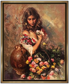 Jose Royo Sentimiento Large Original Hand-Signed Color Serigraph Female Portrait Art