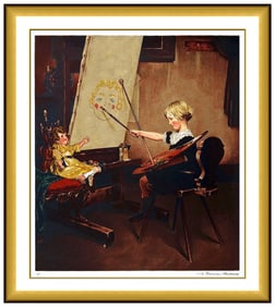 Norman Rockwell The Artists Daughter Original Hand-Signed Color Lithograph Framed Art