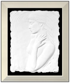 Bill Mack Repose Original Bonded Sand Female Relief Sculpture Signed Framed Art