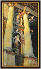 Alan Wolton Large Original Italian Cityscape Architecture Oil Painting Signed Framed Canvas