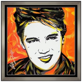 Allison Lefcort Original Elvis Presley Acrylic Painting Signed Music Framed Art