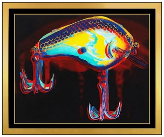 Rupert Jasen Smith Original Fishing Lure Acrylic Painting Signed Framed Contemporary Canvas
