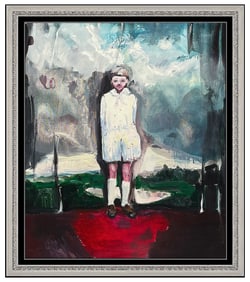 Simone Lucas Original Child Portrait Oil Painting Signed Framed Canvas