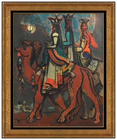 Millard Sheets Original Figurative Animals Oil Painting Signed Framed Canvas
