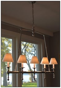 Visual Comfort Polished Nickel Five Light Linear Chandelier Signed Home Decor Art