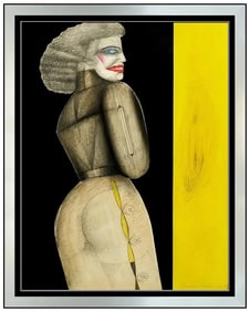 Shimon Okshteyn Original Female Portrait Watercolor Painting Signed Framed Art