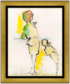 Leroy Neiman Original Female Portrait Acrylic Painting Signed Authentic Framed Art
