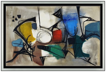 Rolf Cavael Original Modern Abstract Oil Painting Signed Framed Board