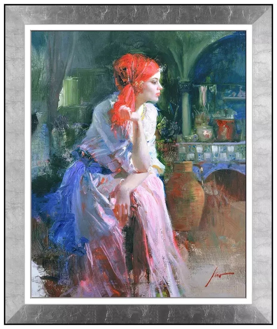 Pino Daeni Lost in Thought Original Hand-Embellished Giclee Print Signed Framed Canvas (1 of 5)
