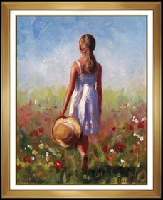 Michael Vincent Morning Meadows Original Hand-Embellished Giclee Signed Canvas Art
