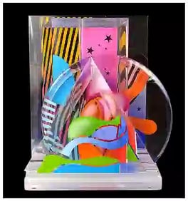 Yankel Ginzburg Shred Of The Moon Original Signed Acrylic Sculpture Modern Abstract