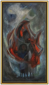 Antonio Ramirez Large Original Children Portrait Oil Painting Signed Framed Canvas