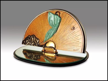 Erte Transcendence Original Signed Bronze Sculpture Table Mirror Art Deco