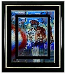 Peter Max Profile Original Hand-Signed Pop Art Watercolor Painting Framed Authentic