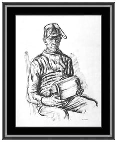 Francis De Erdelyi Original Male Portrait Drawing Signed Framed Artwork