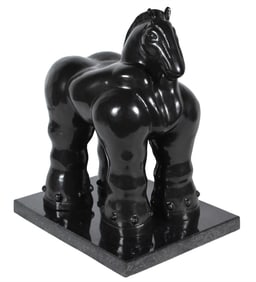 After Fernando Botero Trojan Horse Original Full-Round Bronze Sculpture Artwork
