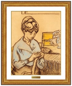 Louis Valtat Original Female Portrait Pastel Painting Signed Framed Oil Artwork