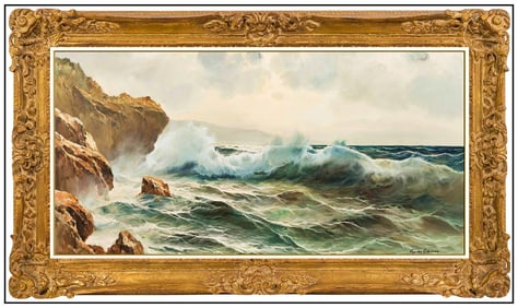Guido Odierna Large Original Ocean Seascape Oil Painting Signed Framed Canvas