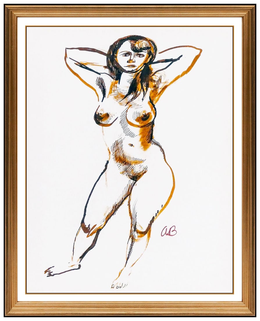 Aaron Bohrod Original Nude Female Figurative Watercolor Painting Signed Framed Art: This lot includes:Gallery COA & free domestic shipping (*insurance and international shipping for an additional charge)Artist: Aaron BohrodTitle: In The NudeMedium: WatercolorSize: 12" x 9",Framed: 19