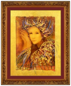 Csaba Markus Diamond Princess Original Hand-Embellished Serigraph Female Portrait Signed