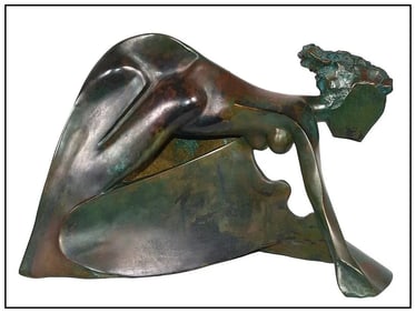 Jean Robert Ipousteguy Ver Lou Original Signed Bronze Female Sculpture Artwork