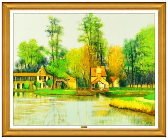 Jacques Eitel Large Original French Landscape Oil Painting Signed Framed Canvas