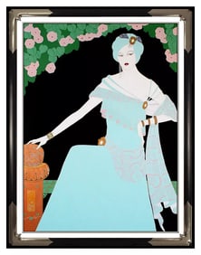 Lillian Shao Large Original Female Portrait Acrylic Painting Signed Framed Canvas