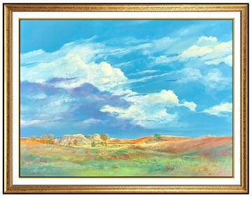 Tom Perkinson Original Western Landscape Acrylic Painting Signed Framed Board