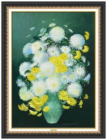 Marion Rice Large Original Flowers Oil Painting Signed Framed Canvas