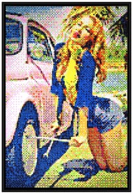 Kan DMV Large Original Female Portrait Acrylic Painting Signed Framed Canvas