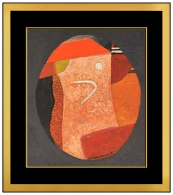 Max Papart Original Cubism Figurative Oil Painting Signed Framed Board