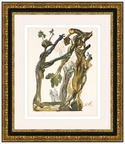 Salvador Dali Inferno Canto 13 Original Signed Wood Engraving Divine Comedy Framed