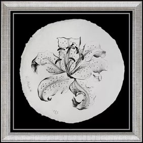 Lowell Blair Nesbitt Original Floral Charcoal Drawing Signed Authentic Framed Art