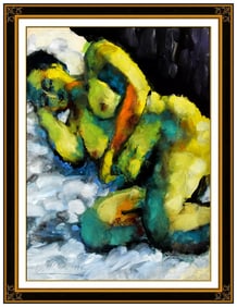 Karl Stark Rare Original Female Portrait Gouache Painting Signed Framed Authentic Art