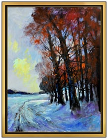 Michael Schofield Large Original Winter Landscape Oil Painting Signed Framed Canvas
