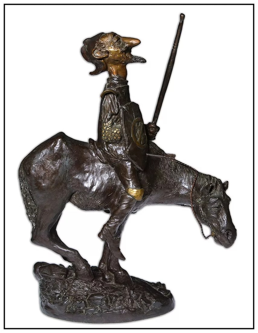Charles Bragg Don Quixote Original Full-Round Bronze Figure Horse Sculpture Signed (1 of 4)