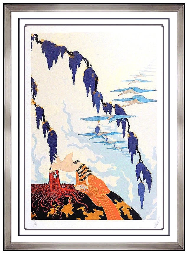 Erte Original Vintage Embossed Color Serigraph Hand-Signed Deco Painting Framed (1 of 5)