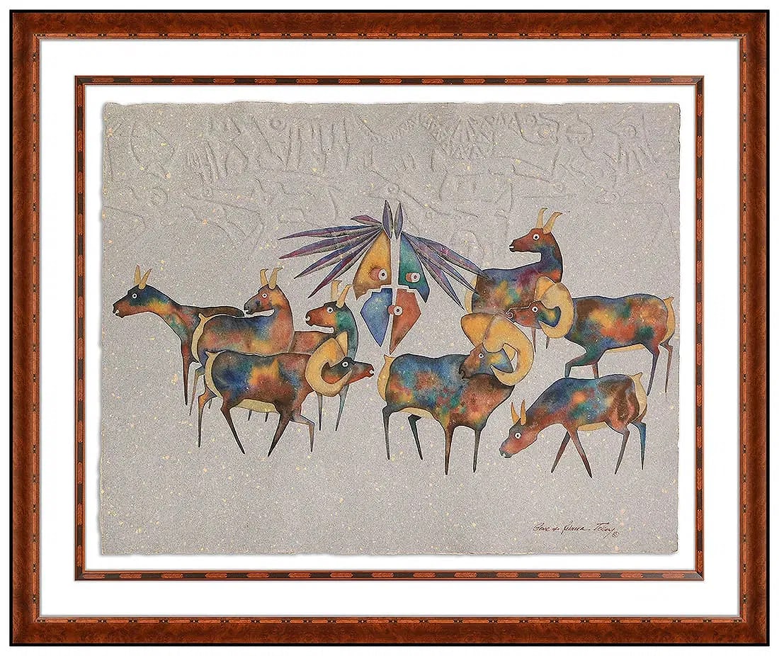 Gene & Rebecca Tobey Original Animal Watercolor Painting Signed Framed Artwork (1 of 5)