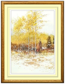 Steven ODonnell Scott Original Winter Landscape Gouache Painting Signed Artwork