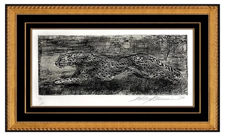 LeRoy Neiman Midnight Cheetah Original Etching Hand Signed Numbered Big Cat Art