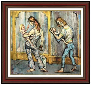 Philip Reisman Original Painting On Canvas Signed Children Portrait Framed Art