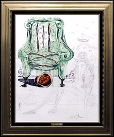 Salvador Dali Lithograph Authentic HAND Signed Armchair Surreal Artwork Collage