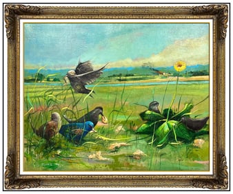 Peter Paone Acrylic Painting On Canvas Bird Landscape Wildlife Signed Artwork