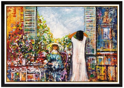 Guy Dessapt Large Painting Original Oil On Canvas Floral Female Portrait Artwork