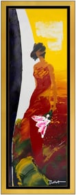 Emile Bellet Dans Le Vent Embellished Giclee on Canvas Floral Portrait Signed
