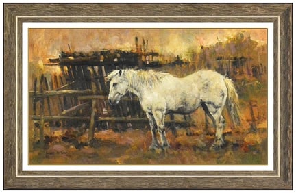 RICHARD D. THOMAS Original OIL PAINTING on BOARD Horse Signed Framed Western Art