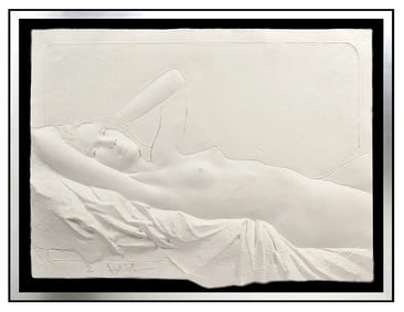 Frank Gallo Original Cast Paper Relief Sculpture Reclining Nude Hand Signed Art