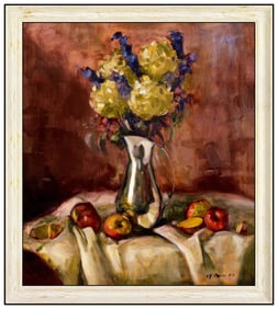 Eugene Quinn Original Oil Painting On Canvas Still Life Signed Framed Artwork