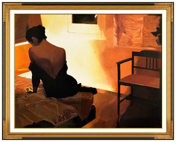 Ramon Lombarte Large Color Lithograph Female Portrait Break Of Day 10 Framed Art