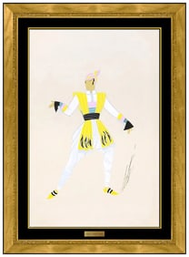 Erte Original Gouache Painting Costume Samurai Fashion Signed Framed Artwork